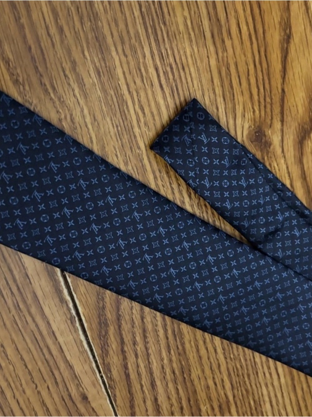 Louis Vuitton Navy Tie with Light-Blue Monogram new no box , sorry